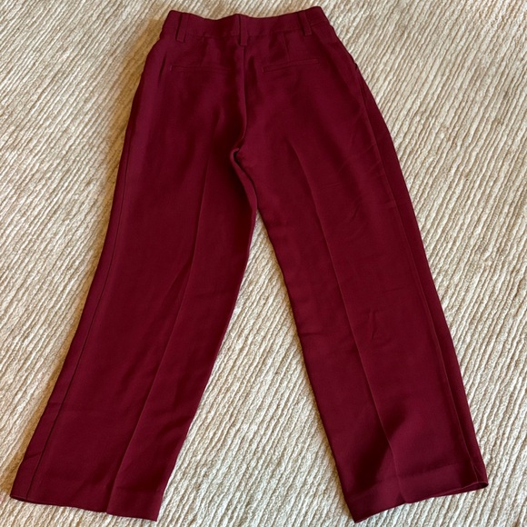 Reformation Petites Alex Mid Rise Burgundy Wide Leg Trousers Size 0P - Picture 5 of 5